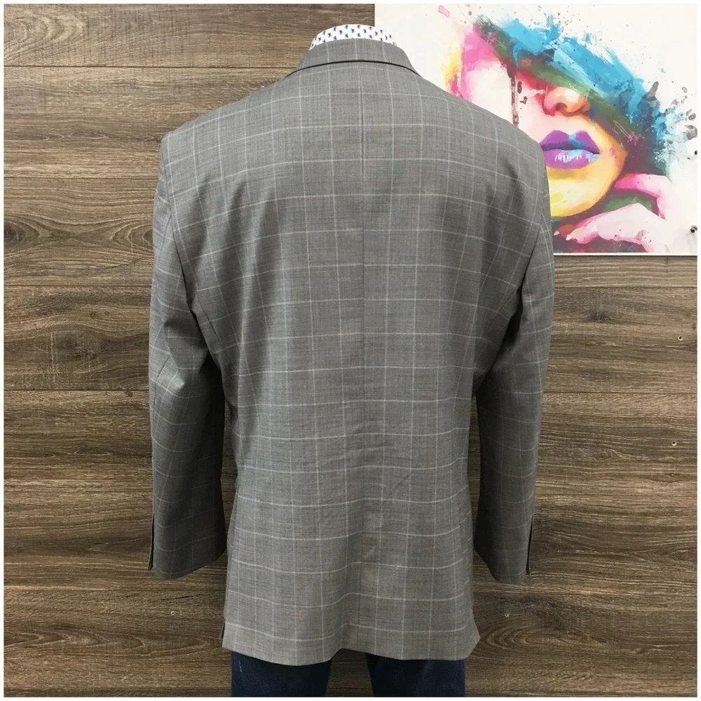 STAFFORD Men‎ Wool Blazer Sport Coat Casual Jacket Size 52L Classic Gray Suit